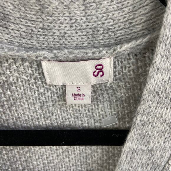 SO S Light Heather Grey Long Lace Up Drape Long Sleeve Cardigan Sweater - Picture 7 of 9